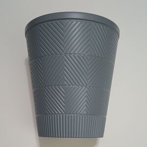 2/$15 5.5" Flower Pot Gray Textured Geometric Lines Recycled Plastic